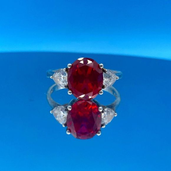 Lab Grown Ruby Sterling Silver Ring - Picture 10 of 15